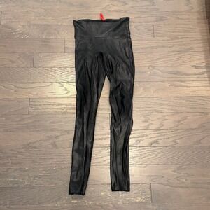Spanx Faux Leather Leggings Womens Small Petite S High Rise Black